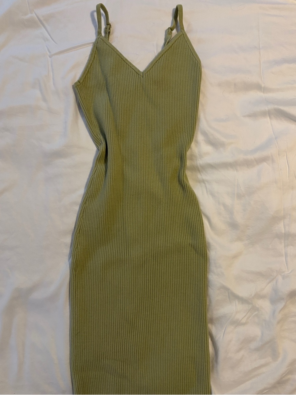 Forever 21 Olive Green Ribbed Midi Bodycon Dress